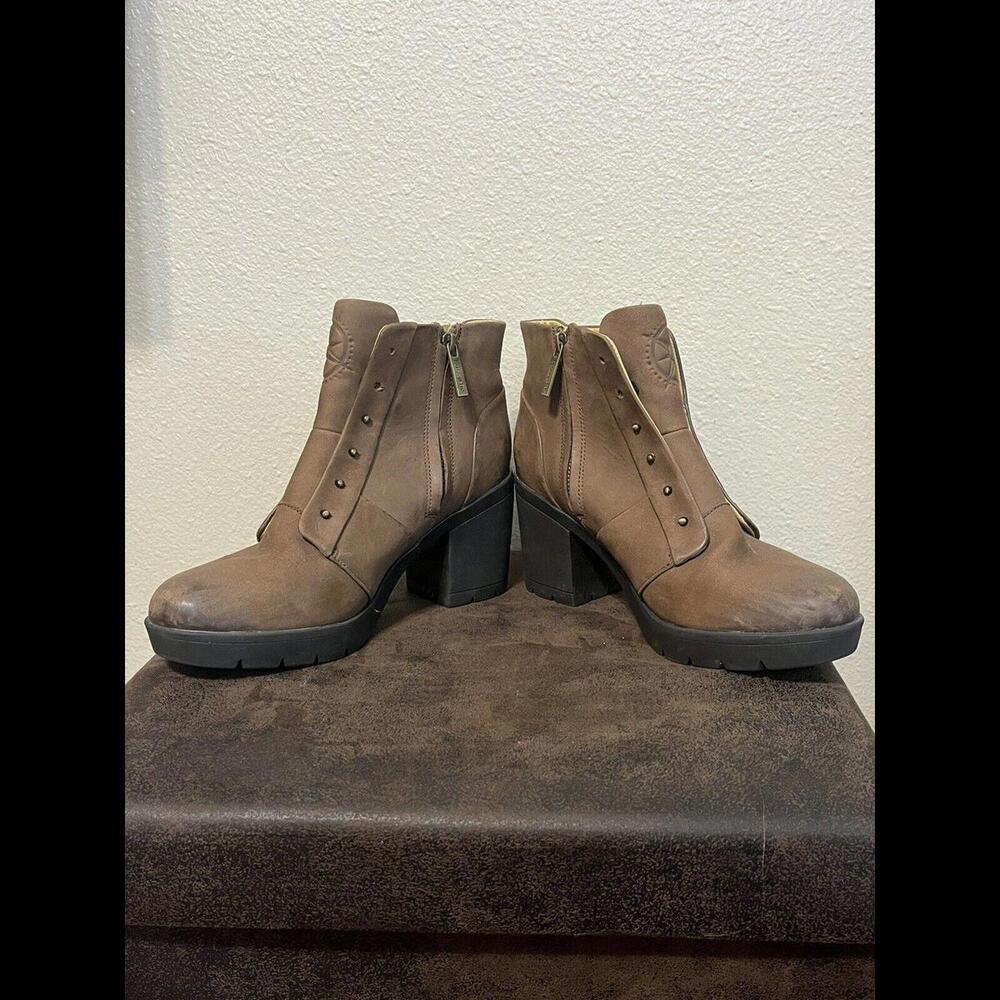 Bussola Boots Womens 40 US 9 Trapani Brown Leather Zip Up Ankle Classic Shoes